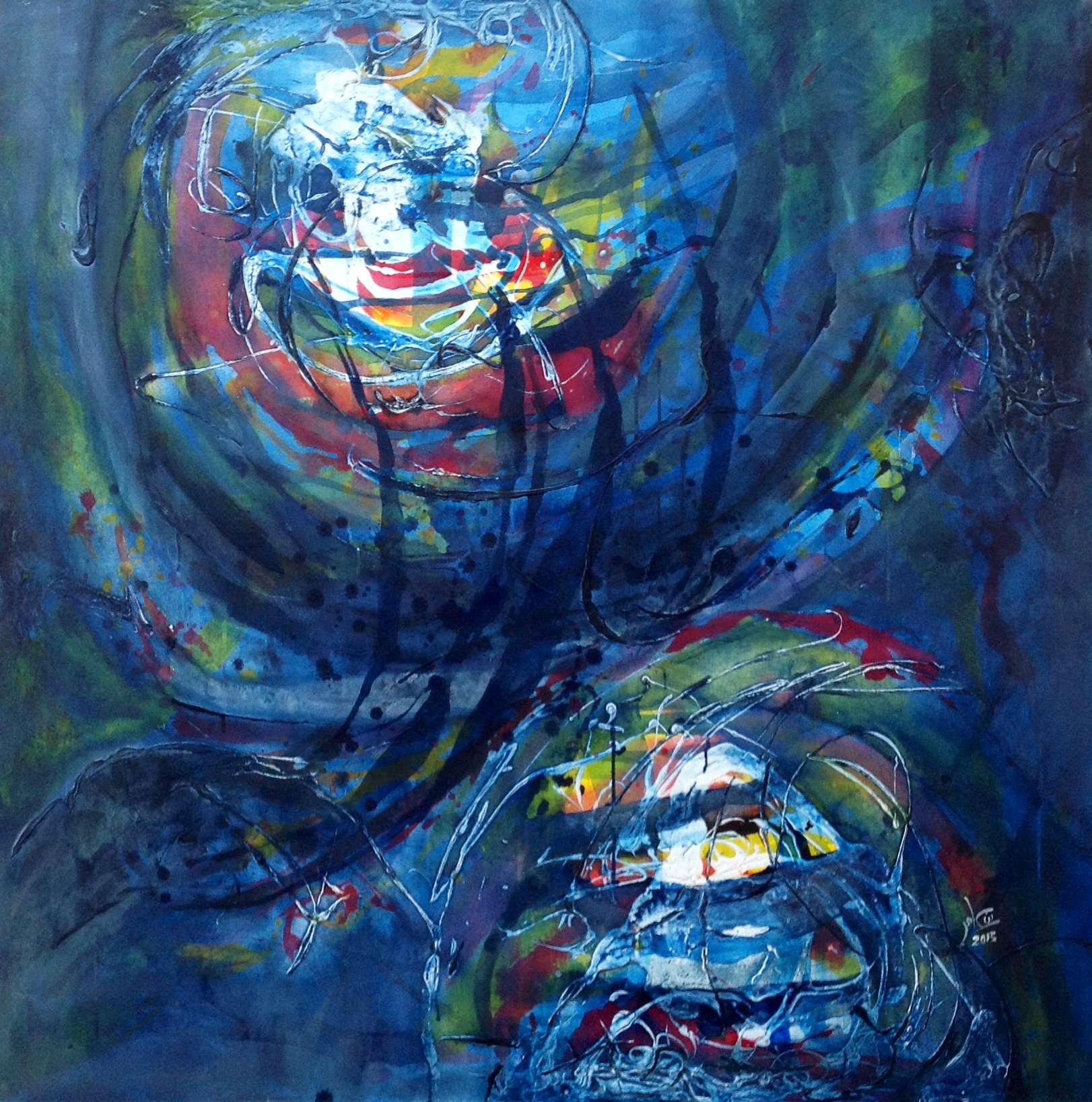 9. Cyclone. Acrylique sur toile. 110 x 110 cm 2015. JPG
